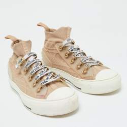 Dior Beige Knit Fabric Walk'n'Dior High Top Sneakers Size 37