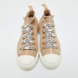 Dior Beige Knit Fabric Walk'n'Dior High Top Sneakers Size 37