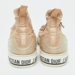 Dior Beige Knit Fabric Walk'n'Dior High Top Sneakers Size 37