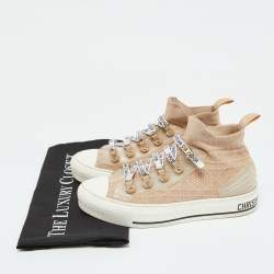 Dior Beige Knit Fabric Walk'n'Dior High Top Sneakers Size 37