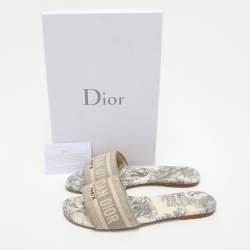 Dior Multicolor Embroidered Canvas Dway Flat Slides Size 38.5