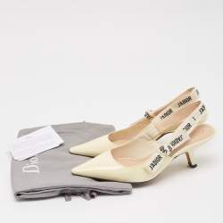Pre Owned Dior Cream Patent J'Adior Slingback Pumps Size 37