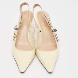 Pre Owned Dior Cream Patent J'Adior Slingback Pumps Size 37