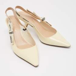 Pre Owned Dior Cream Patent J'Adior Slingback Pumps Size 37