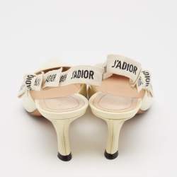 Pre Owned Dior Cream Patent J'Adior Slingback Pumps Size 37