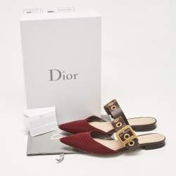 Pre Owned Dior Burgundy Technical Fabric and Leather D-Dior Flat Mules Size 38.5