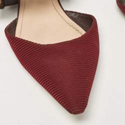 Pre Owned Dior Burgundy Technical Fabric and Leather D-Dior Flat Mules Size 38.5