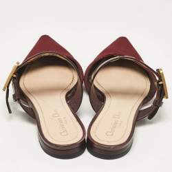 Pre Owned Dior Burgundy Technical Fabric and Leather D-Dior Flat Mules Size 38.5