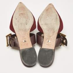 Pre Owned Dior Burgundy Technical Fabric and Leather D-Dior Flat Mules Size 38.5
