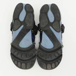 Pre Owned Dior Blue Neoprene Embellished Fusion Slip On Sneakers Size 40