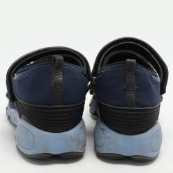 Pre Owned Dior Blue Neoprene Embellished Fusion Slip On Sneakers Size 40