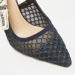 Dior Navy Blue Mesh and Suede J'Adior Pumps Size 37