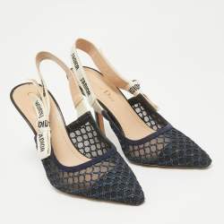 Dior Navy Blue Mesh and Suede J'Adior Pumps Size 37