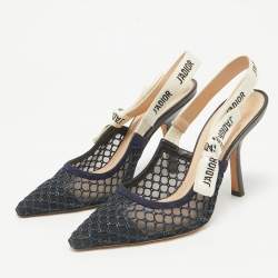 Dior Navy Blue Mesh and Suede J'Adior Pumps Size 37