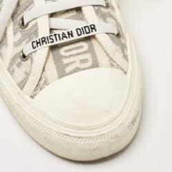 Pre Owned Dior Grey/White Canvas Walk'n'Dior Lace Up Sneakers Size 39