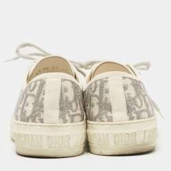 Pre Owned Dior Grey/White Canvas Walk'n'Dior Lace Up Sneakers Size 39
