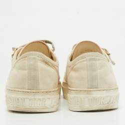 Pre Owned Dior Cream Canvas Walk'n'Dior Lace Up Sneakers Size 39.5