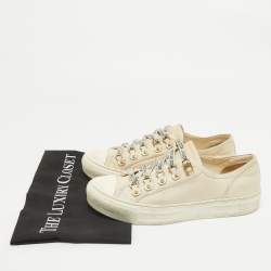 Pre Owned Dior Cream Canvas Walk'n'Dior Lace Up Sneakers Size 39.5