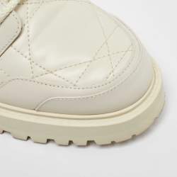 Dior Off White Leather Quilted Cannage D-unit Ankle Length Boots Size 37