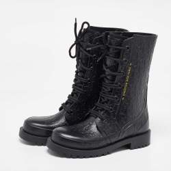 Pre Owned Dior Black Oblique Rubber Diorcamp Rain Boots Size 37