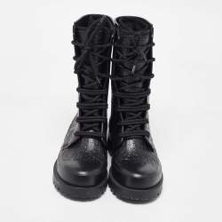 Pre Owned Dior Black Oblique Rubber Diorcamp Rain Boots Size 37