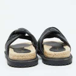 Dior Black Cannage Quilted Leather D-Twist Espadrille Flat Sandals Size 39
