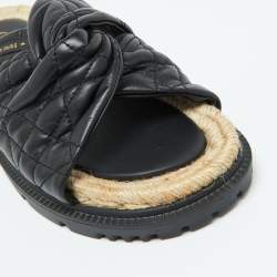 Dior Black Cannage Quilted Leather D-Twist Espadrille Flat Sandals Size 39