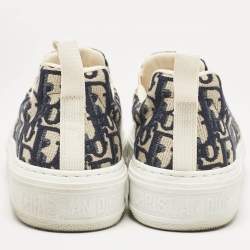 Pre Owned Dior Navy Blue Canvas Solar Slip On Sneakers Size 38.5