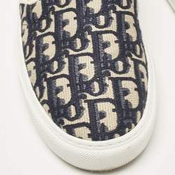 Pre Owned Dior Navy Blue Canvas Solar Slip On Sneakers Size 38.5