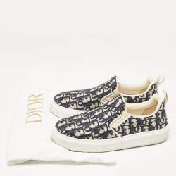 Pre Owned Dior Navy Blue Canvas Solar Slip On Sneakers Size 38.5