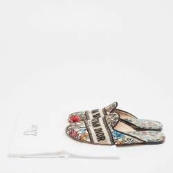 Dior Multicolor Canvas Embroiaded Dway Mules Size 37