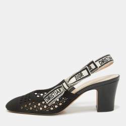 Pre Owned Dior Black Canvas Dior & Moi Slingback Pumps Size 38.5
