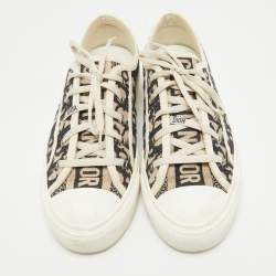 Dior Blue/Cream Canvas Walk'n'Dior Lace Up Sneakers Size 39.5
