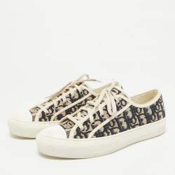 Dior Blue/Cream Canvas Walk'n'Dior Lace Up Sneakers Size 39.5
