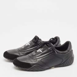 Pre Owned Dior Black Leather and Suede Low Top Sneakers Size 39.5