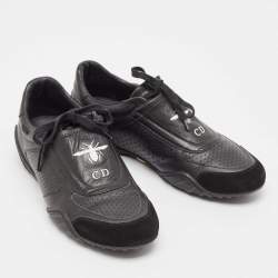 Pre Owned Dior Black Leather and Suede Low Top Sneakers Size 39.5