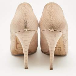 Dior Beige Embossed Python Round Toe Pumps Size 42