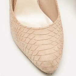 Dior Beige Embossed Python Round Toe Pumps Size 42