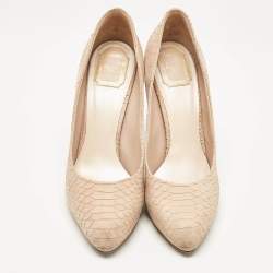 Dior Beige Embossed Python Round Toe Pumps Size 42