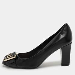 Dior Black Leather Buckle Embellished Pumps Size 37.5