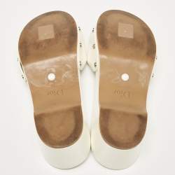 Pre Owned Dior Cream Patent Leather Slide Sandals Size 36.5