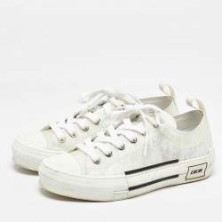 Dior White Oblique Mesh and Rubber B23 Low Top Sneakers Size 37.5