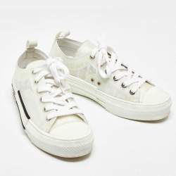 Dior White Oblique Mesh and Rubber B23 Low Top Sneakers Size 37.5