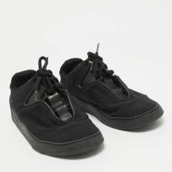 Dior Black Canvas and Leather Lace Up Sneakers Size 39