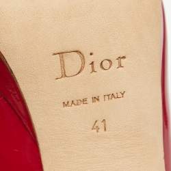 Dior Red Patent Leather Miss Dior Peep Toe Pumps Size 41