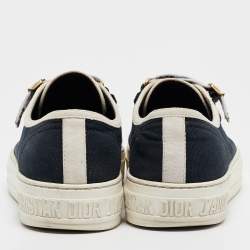 Dior Navy Blue Canvas Walk'n'Dior Lace Up Sneakers Size 36.5