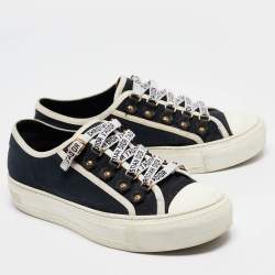 Dior Navy Blue Canvas Walk'n'Dior Lace Up Sneakers Size 36.5