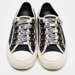 Dior Navy Blue Canvas Walk'n'Dior Lace Up Sneakers Size 36.5