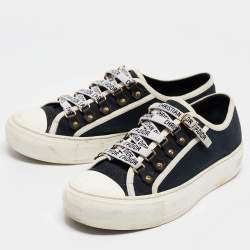 Dior Navy Blue Canvas Walk'n'Dior Lace Up Sneakers Size 36.5