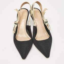 Pre Owned Dior Black Technical Fabric J'adior Slingback Pumps Size 37